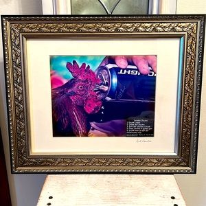 Framed Rooster Drinkin Chicken